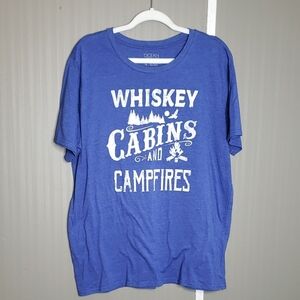 Ocean + Coast Graphic T-shirt Whiskey Cabins Campfires Blue Mens XL